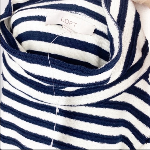 NWT Loft Navy White TerryCloth Cinch Striped Tie Sweater XS - Picture 8 of 8